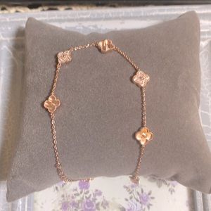 Rose Gold CZ Clover Bracelet. NWT